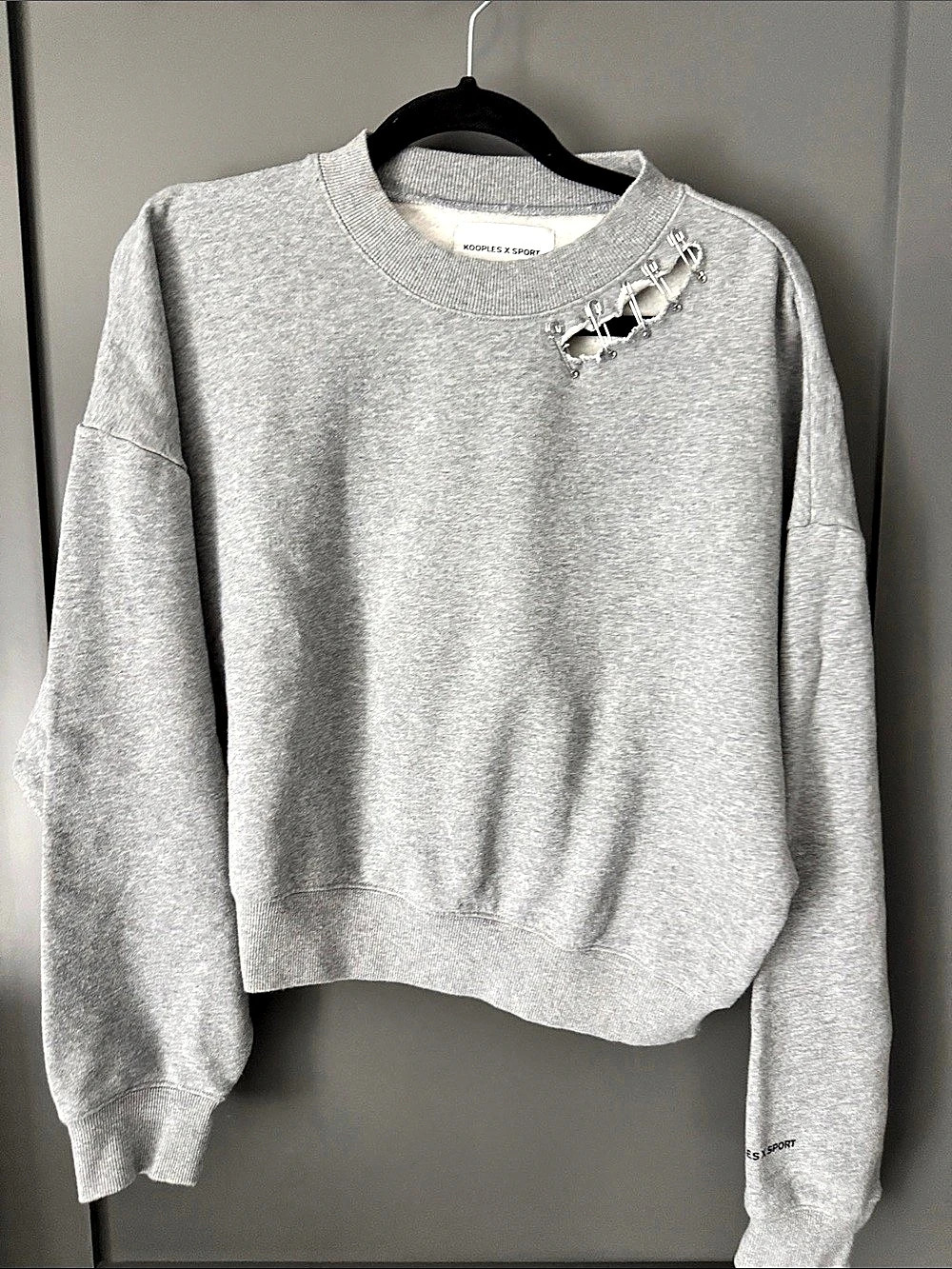 The Kooples X Sport sweatshirt Gray Distressed Sweatshirt